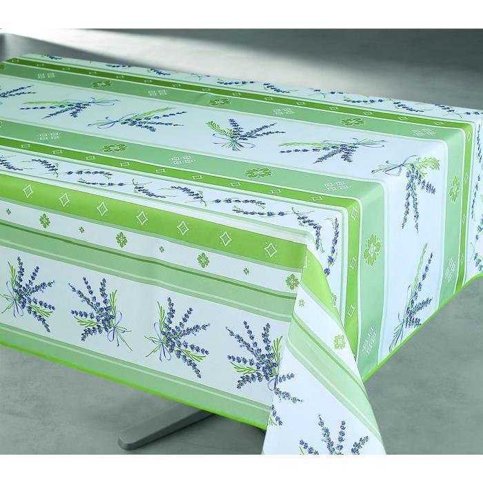 Nappe enduite rectangulaire 145x240 cm jaune et vert