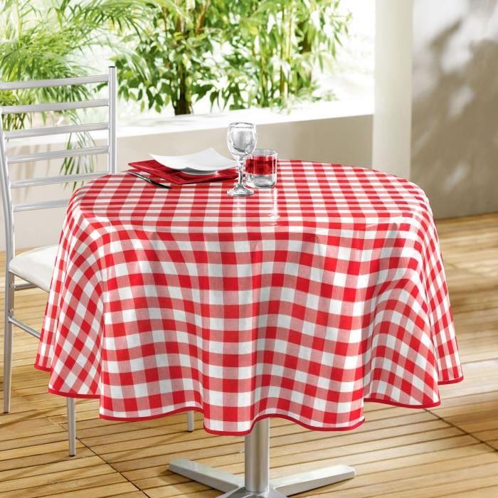 DOUCEUR D'INTERIEUR Nappe toile cirée Décor line Vichy 160 cm rouge