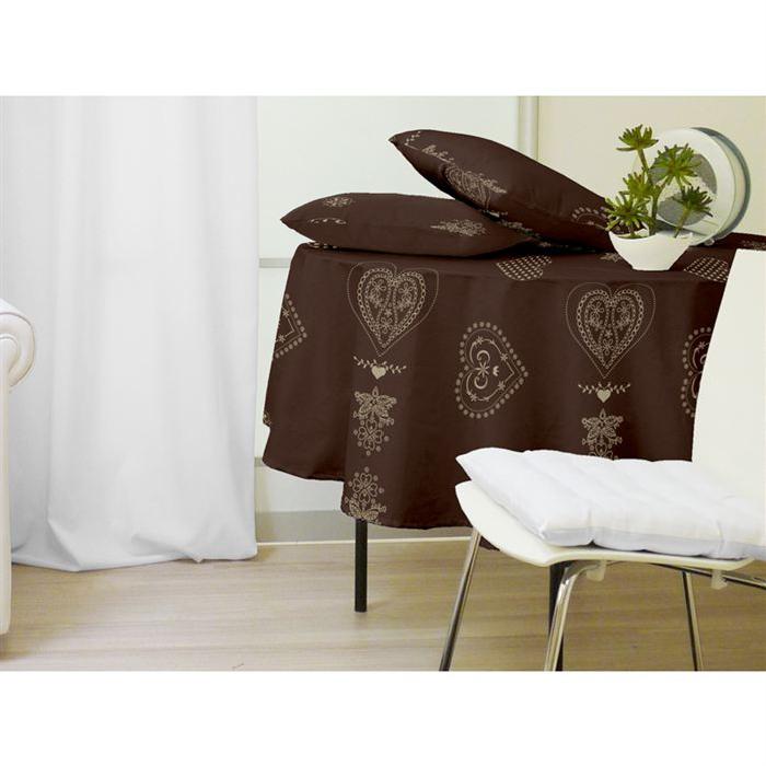 SOLEIL D'OCRE Nappe ronde COURCHEVEL Chocolat Diam.180