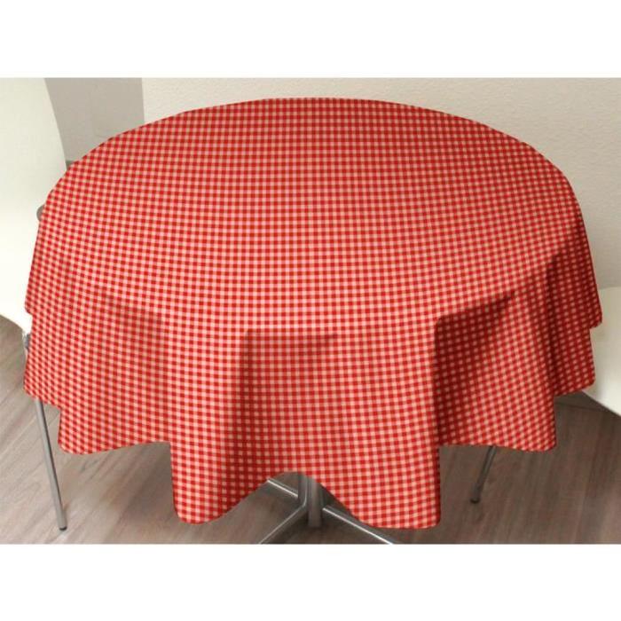 SOLEIL D'OCRE Nappe Toile cirée VICHY Rouge Ř 160cm