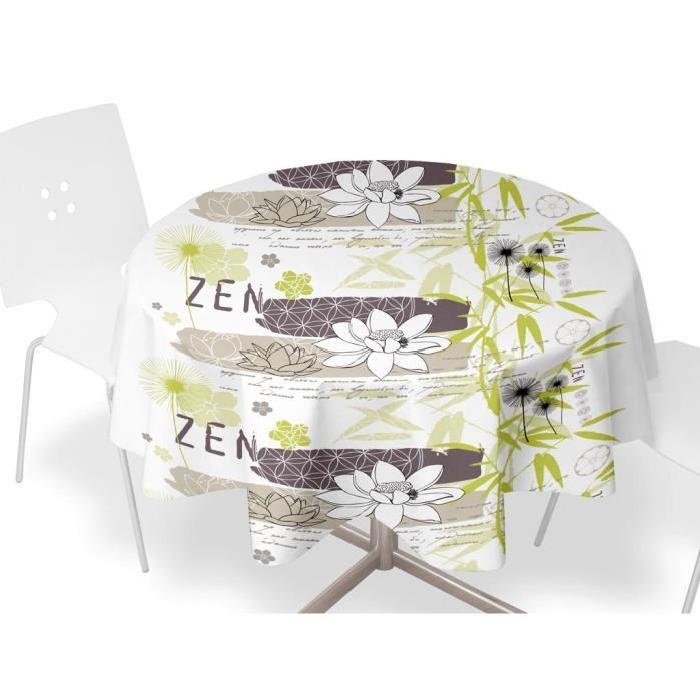 SOLEIL D'OCRE Nappe Toile cirée ZEN Blanc Ř 160cm