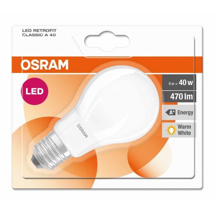 OSRAM Ampoule filament LED E27 6 W équivalent a 40 W blanc chaud