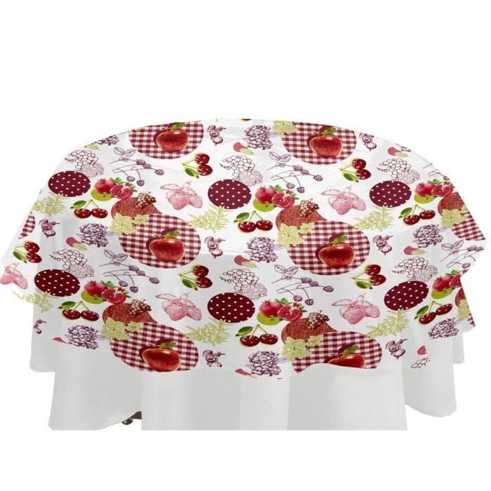 SOLEIL D'OCRE Nappe de table ronde Cristal fruit 160 cm rouge