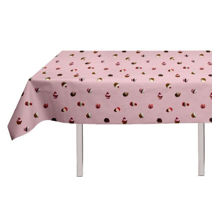 SOLEIL D'OCRE Nappe Toile cirée CUPCAKE  160x240cm