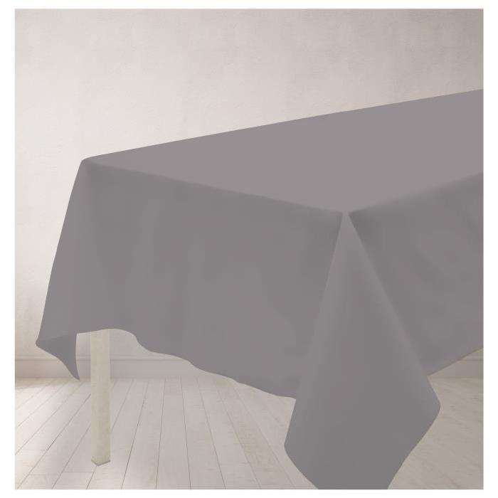 SOLEIL D'OCRE Nappe anti-tâches rectangle 140x240cm ALIX Grise