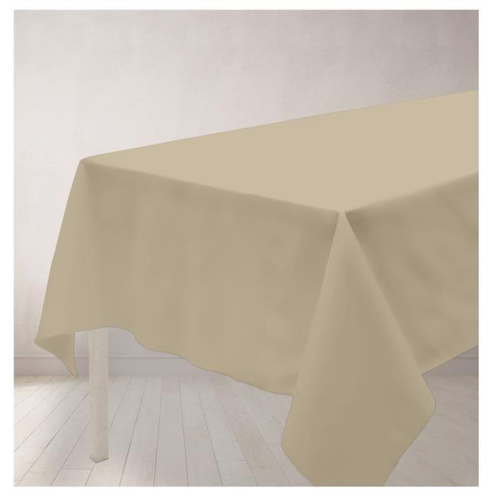 SOLEIL D'OCRE Nappe anti-tâches rectangle 140x240cm ALIX Taupe