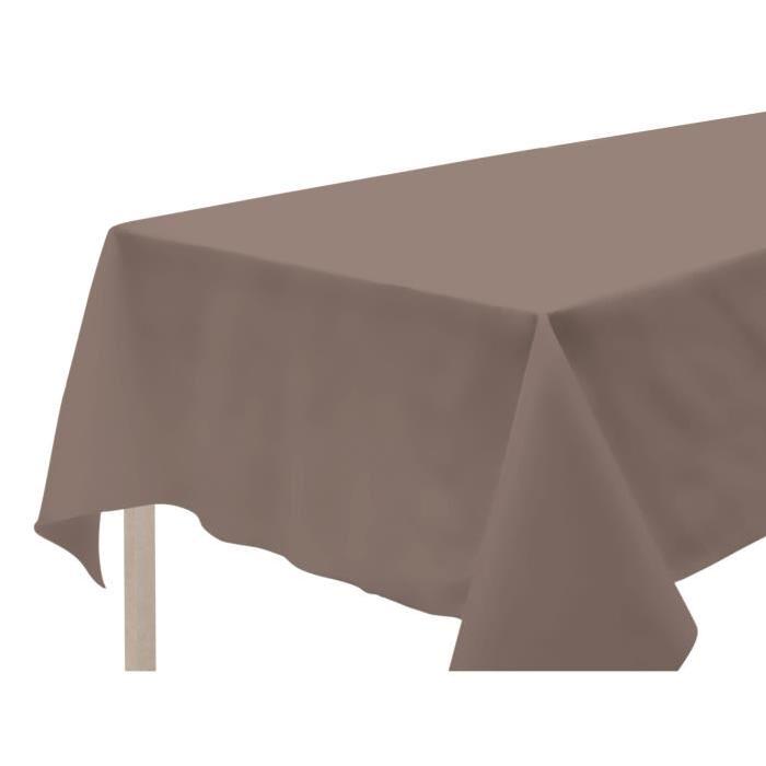 SOLEIL D'OCRE Nappe anti-tâches rectangle 140x240cm ALIX Moka