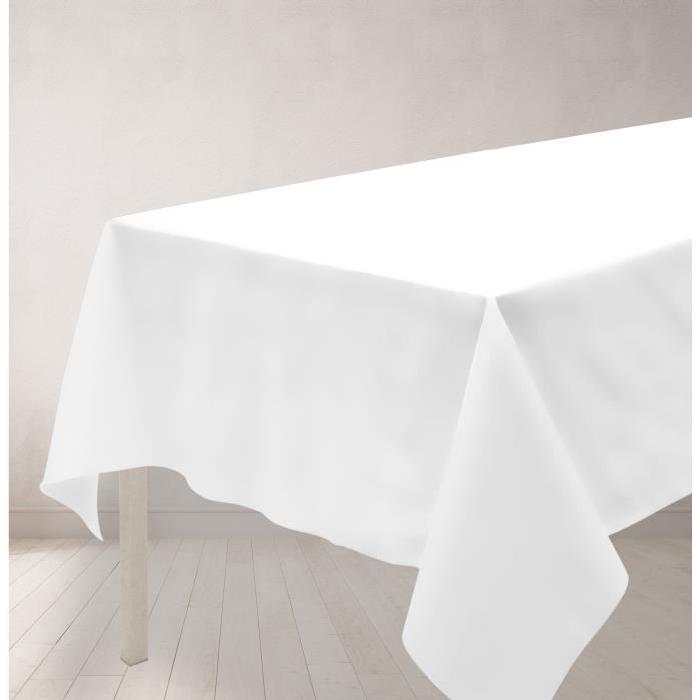 SOLEIL D'OCRE Nappe anti-tâches rectangle 140x240cm ALIX Blanche