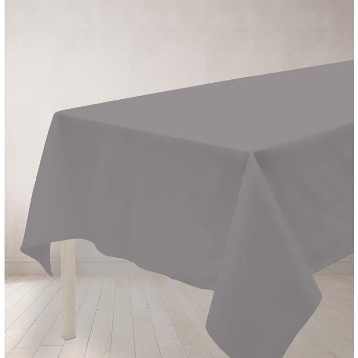 SOLEIL D'OCRE Nappe anti-tâches rectanglulaire 140x300cm ALIX Gris