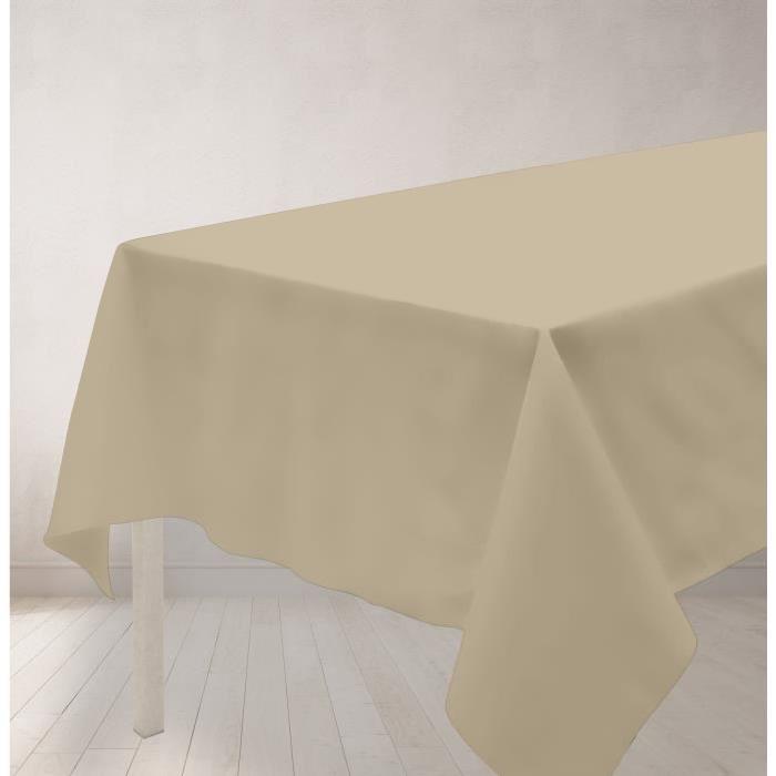 SOLEIL D'OCRE Nappe anti-tâches rectanglulaire 140x300cm ALIX Taupe