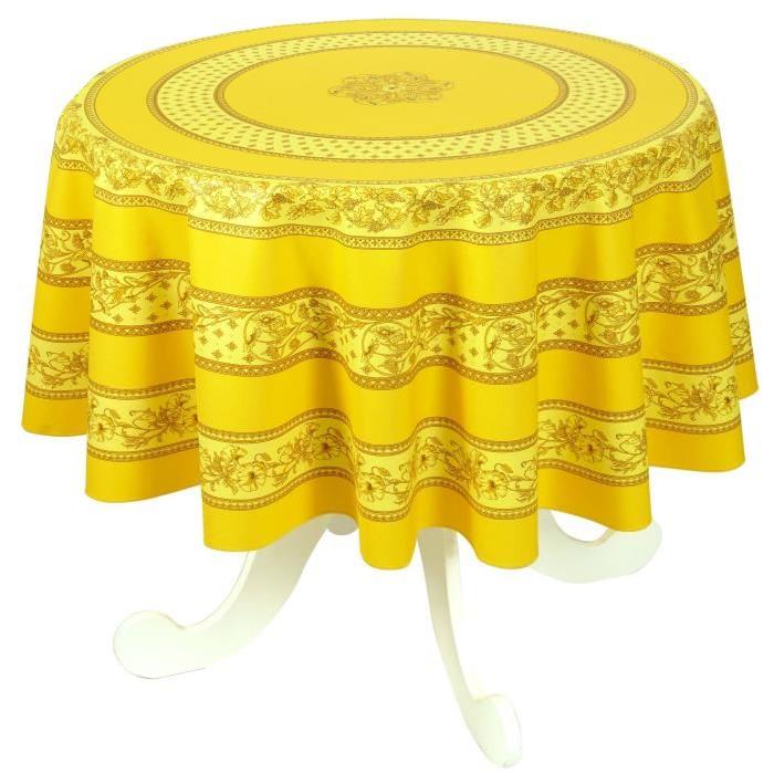 VENT DU SUD Nappe ronde enduite Sanary Ř 160 cm dessin placé - Miel