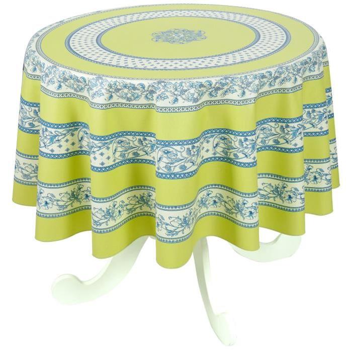 VENT DU SUD Nappe ronde enduite Sanary Ř 160 cm dessin placé - Tilleul