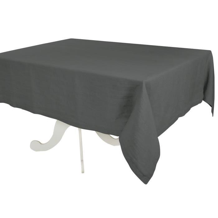 VENT DU SUD Nappe SYMPHONIE - Composition : 100% lin lavé 260gr/m˛ - Dimensions : 160 x 250 cm - Lavable a 60°C - Anthracite