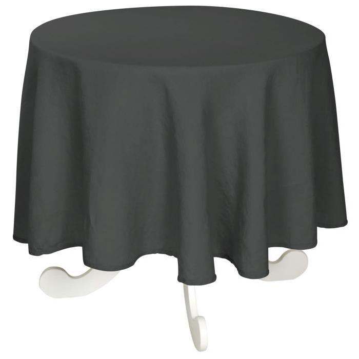 VENT DU SUD Nappe SYMPHONIE - Composition : 100% lin lavé 260gr/m˛ - Dimensions : diam. 168 cm - Lavable a 60°C -  Anthracite