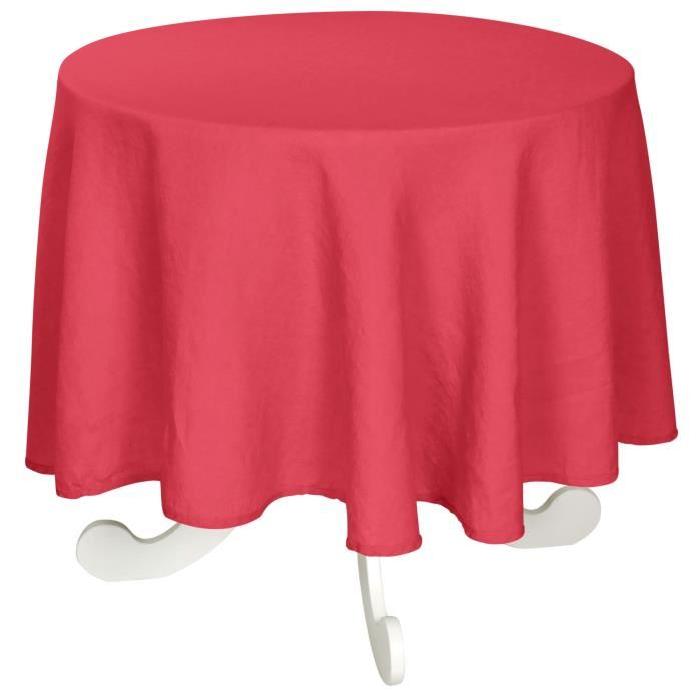 VENT DU SUD Nappe SYMPHONIE - Composition : 100% lin lavé 260gr/m˛ - Dimensions : diam. 168 cm - Lavable a 60°C - Cranberry