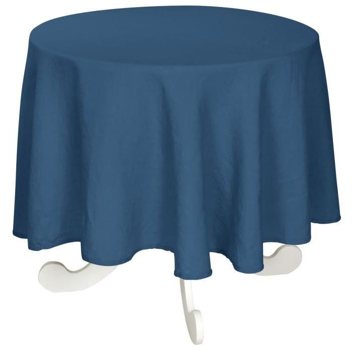 VENT DU SUD Nappe SYMPHONIE - Composition : 100% lin lavé 260gr/m˛ - Dimensions : diam. 168 cm - Lavable a 60°C - Indigo