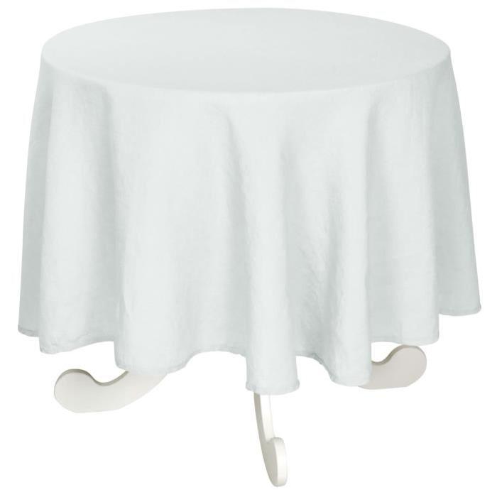 VENT DU SUD Nappe SYMPHONIE - Composition : 100% lin lavé 260gr/m˛ - Dimensions : diam. 168 cm - Lavable a 60°C - Neige