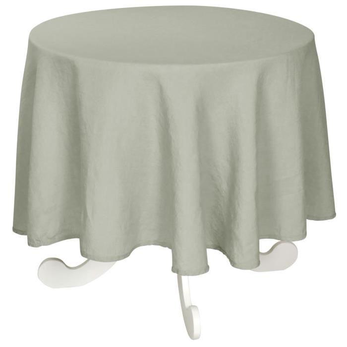 VENT DU SUD Nappe SYMPHONIE - Composition : 100% lin lavé 260gr/m˛ - Dimensions : diam. 168 cm - Lavable a 60°C - Taupe