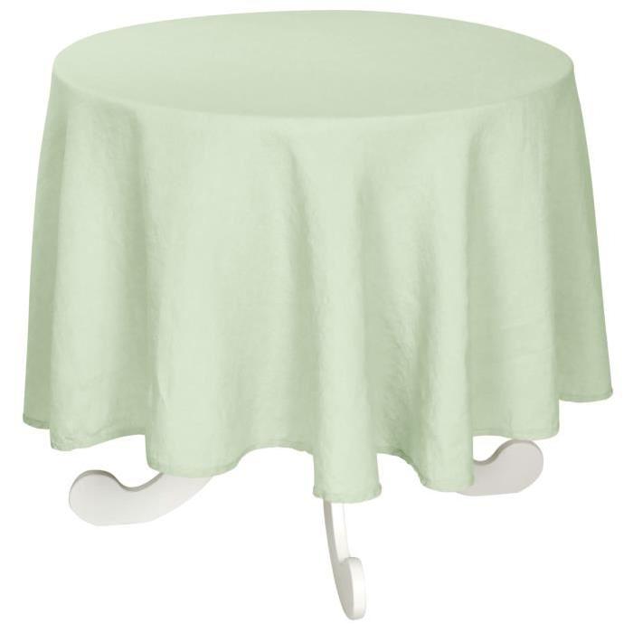 VENT DU SUD Nappe SYMPHONIE - Composition : 100% lin lavé 260gr/m˛ - Dimensions : diam. 168 cm - Lavable a 60°C - Tilleul