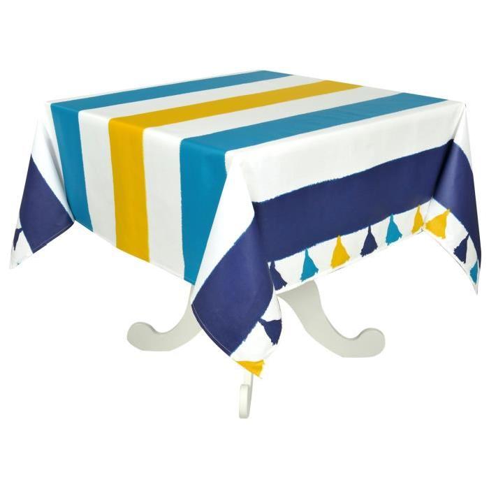 VENT DU SUD Nappe enduite Iraty 160 x 160 - Océan