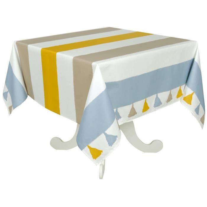 VENT DU SUD Nappe enduite Iraty 160 x 160 - Teck