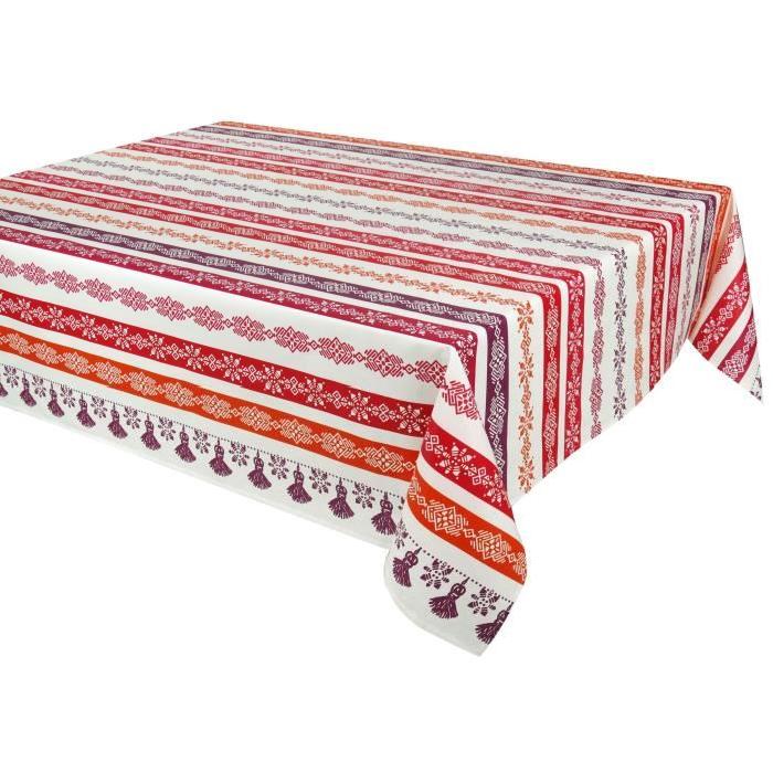 VENT DU SUD Nappe enduite Cuzco 160 x 200 - Framboise