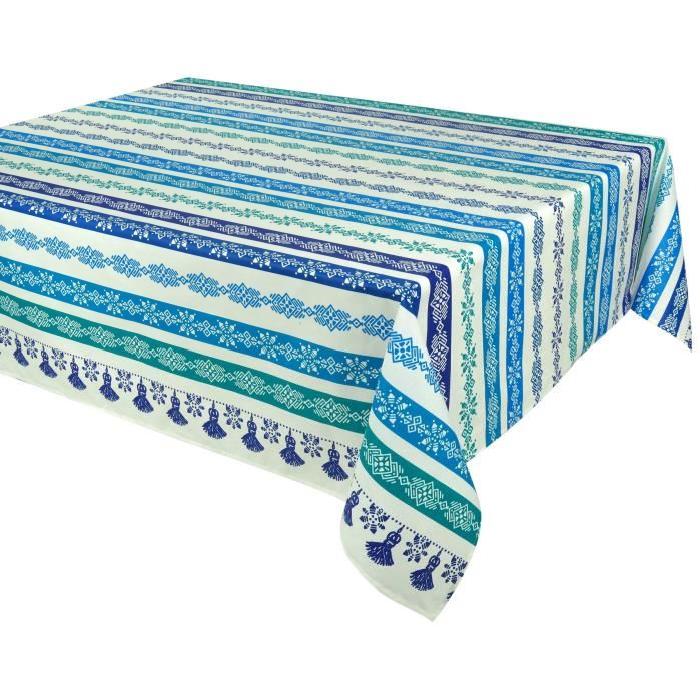 VENT DU SUD Nappe enduite Cuzco 160 x 200 - Turquoise