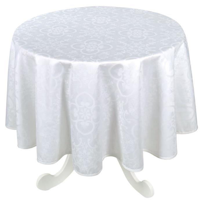 VENT DU SUD Nappe ronde jacquard FARO - 168cm - Ecume