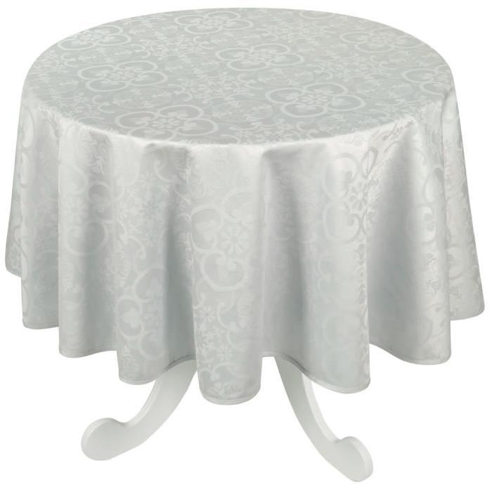 VENT DU SUD Nappe ronde jacquard FARO - 168cm - Perle