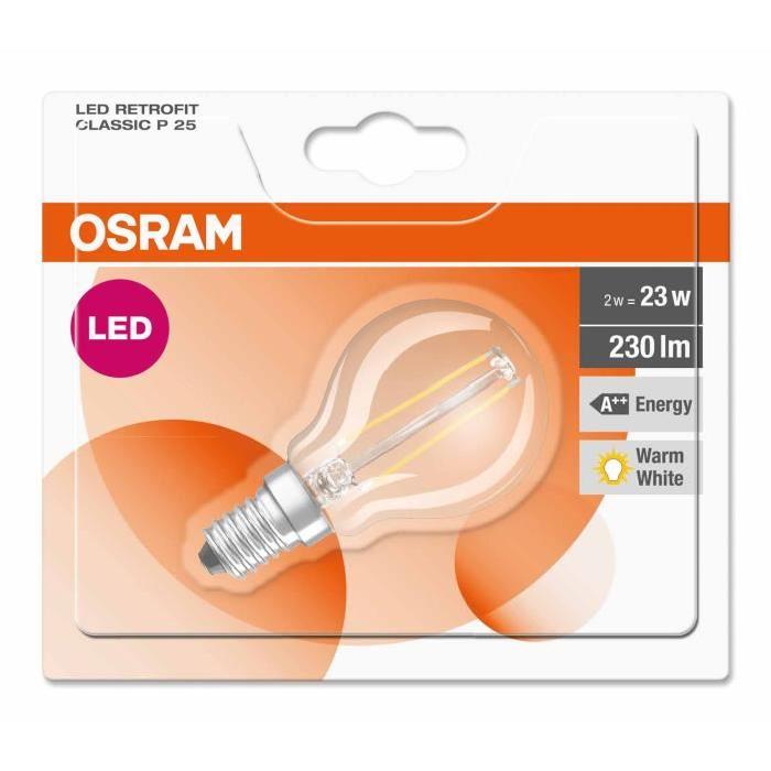 OSRAM Ampoule filament LED E14 2 W équivalent a 25 W blanc chaud