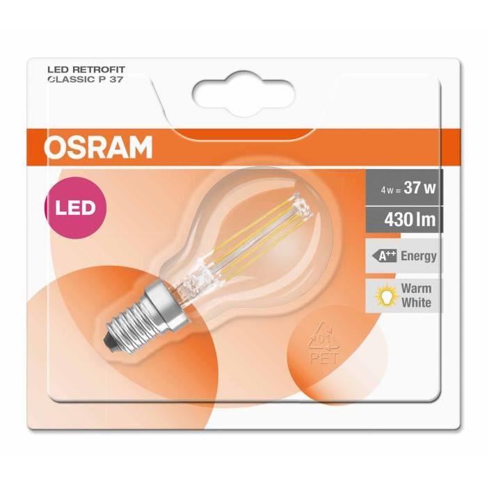 OSRAM Ampoule filament LED E14 4 W équivalent a 40 W blanc chaud