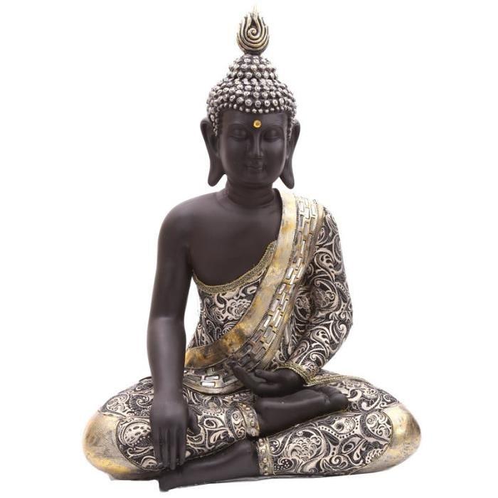 Figurine de décoration Bouddha jambes croisées - Effet Métal