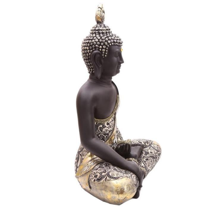 Figurine de décoration Bouddha jambes croisées - Effet Métal