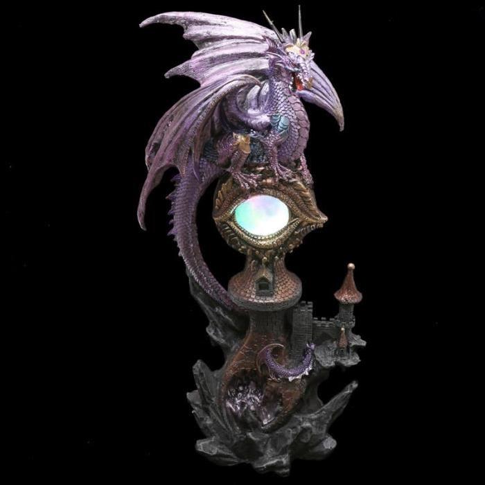Figurine LED Dragon sur château - 51cm