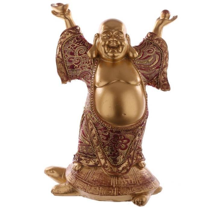 Figurine de décoration Bouddha Chinois - Effet rouge doré