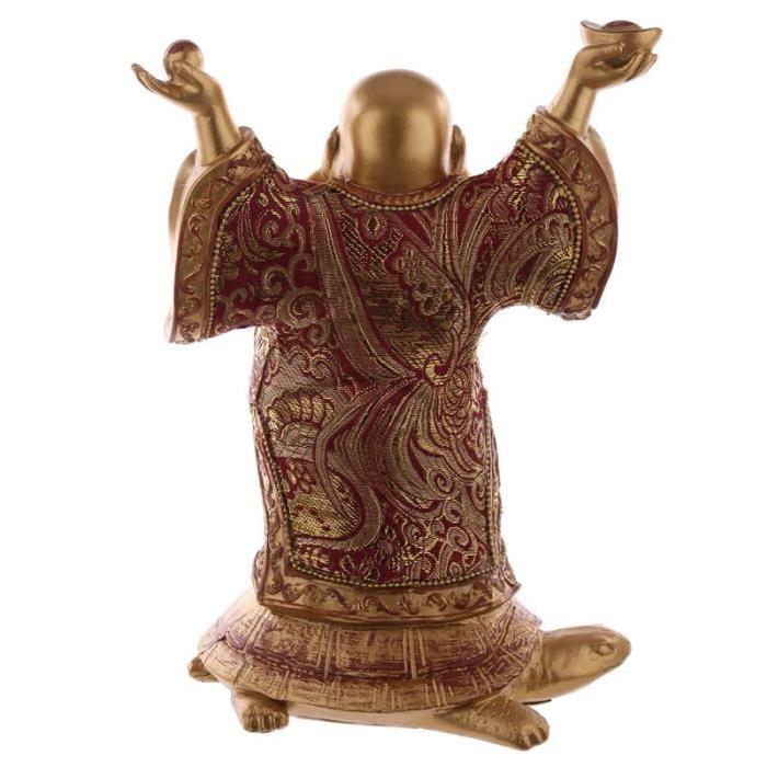 Figurine de décoration Bouddha Chinois - Effet rouge doré