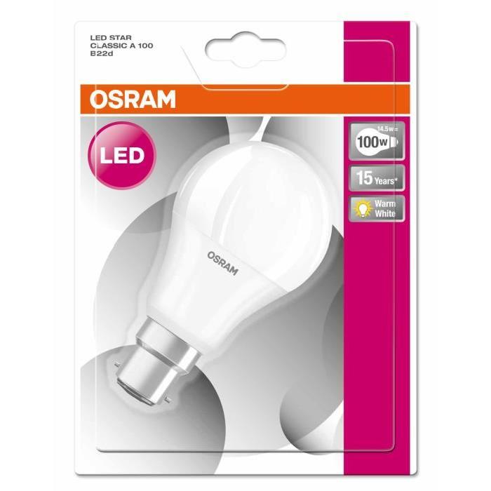 OSRAM Ampoule LED B22 15 W équivalent a 100 W blanc chaud