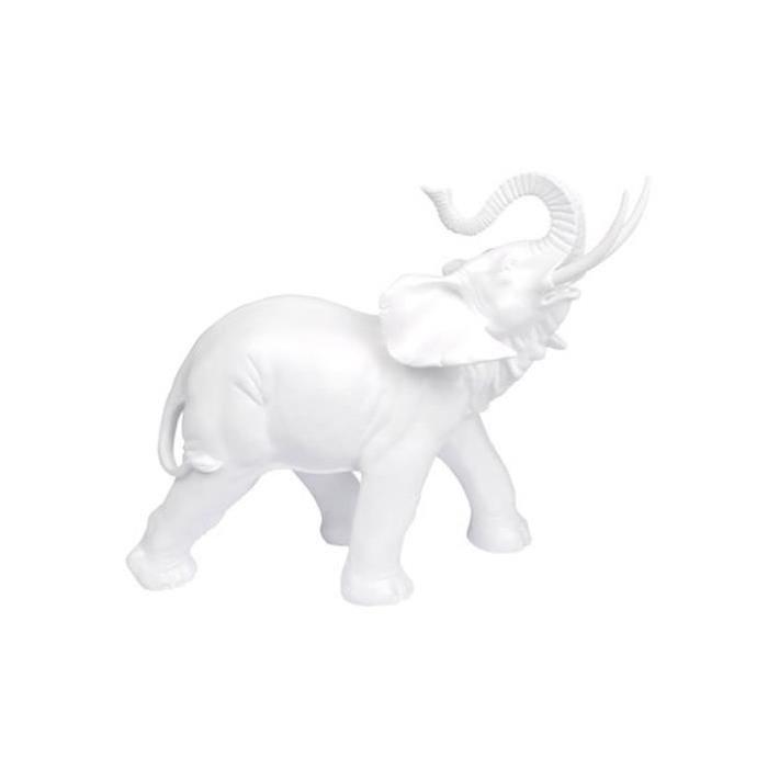 Elephant en polyresine 35x62 cm blanc