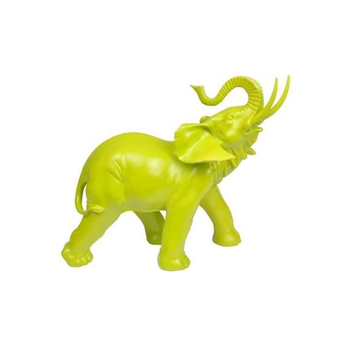 Elephant en polyresine 35x62 cm vert anis