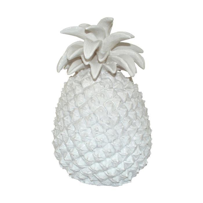 HOMEA Ananas déco en polyrésine 19,5x19xH29,5 cm blanc