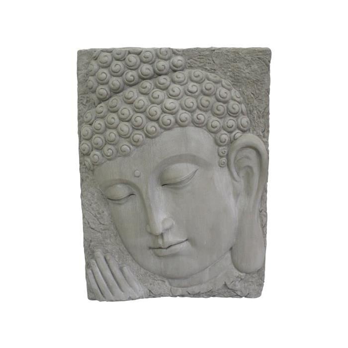 HOMEA Plaque murale Bouddha déco 52x7xH73 cm gris