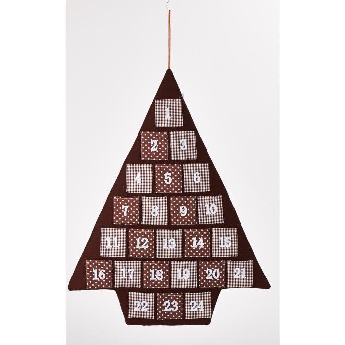 Calendrier de l'avent Vichy marron 68,5x74 cm