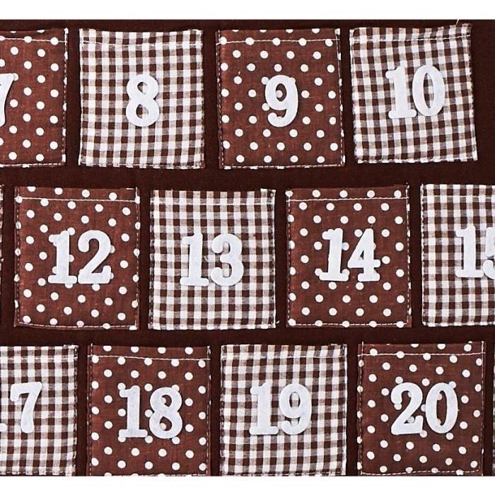 Calendrier de l'avent Vichy marron 68,5x74 cm