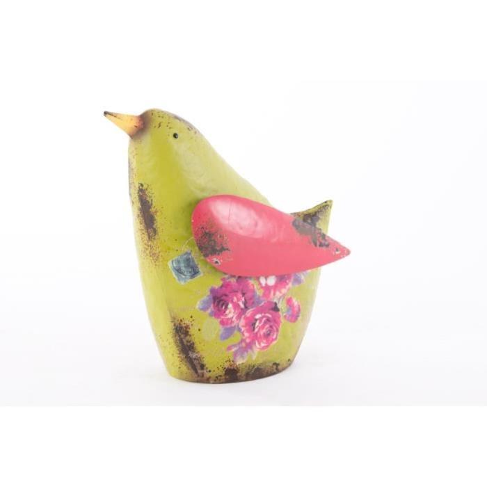 OISEAU Objet déco a poser métal - 22 x 9 x 22 - Multicouleur