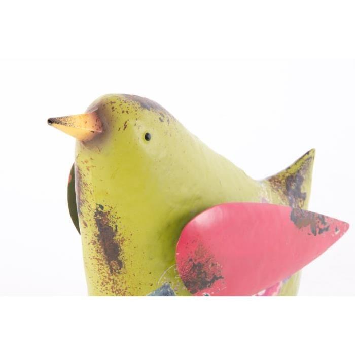 OISEAU Objet déco a poser métal - 22 x 9 x 22 - Multicouleur