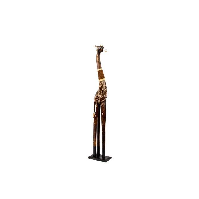 Objet Déco statuette Girafe Bois 17x11x100cm