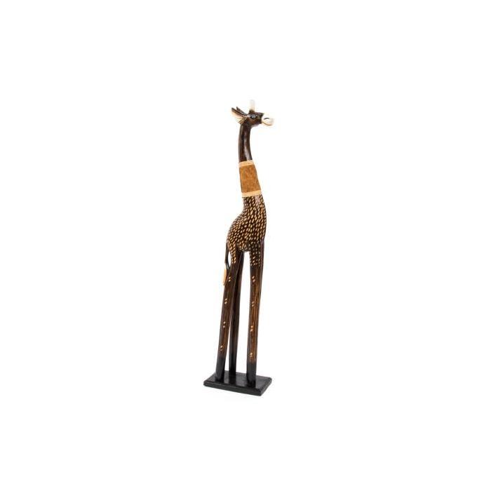 Objet Déco statuette Girafe Bois 18x10x80cm