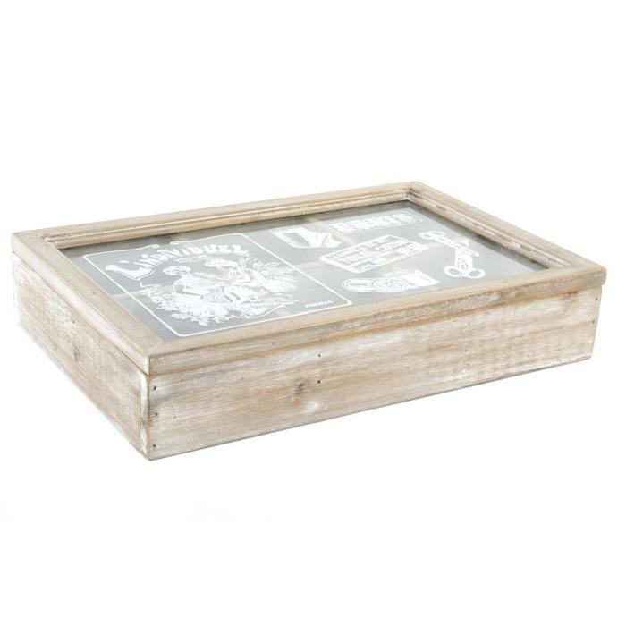 Boite a couture sewi - bois et verre 38x25x7 cm