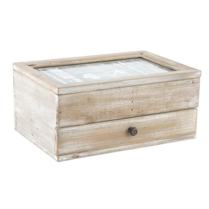 Boite a couture sewi - bois et verre 30x40x13 cm