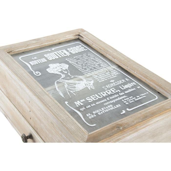 Boite a couture sewi - bois et verre 30x40x13 cm